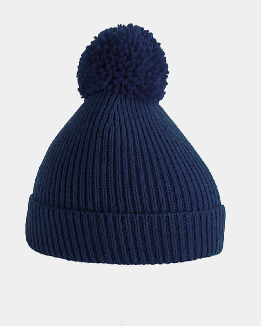 Diamond Pride Basic Knit-Ribbed PomPom-Beanie, navy blau-DIAMOND PRIDE