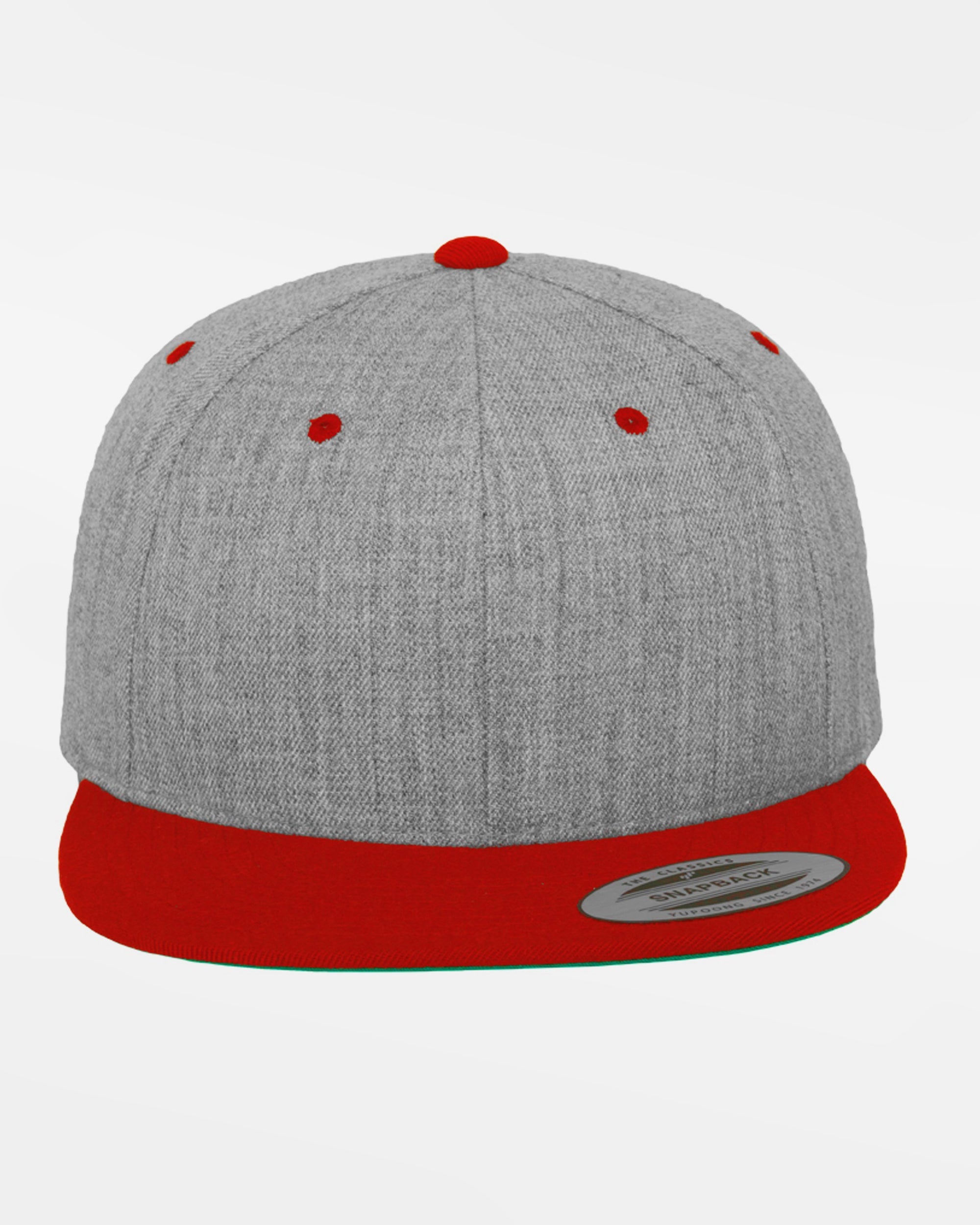 Yupoong Snapback Cap 2-Tone, heather grau-rot-DIAMOND PRIDE