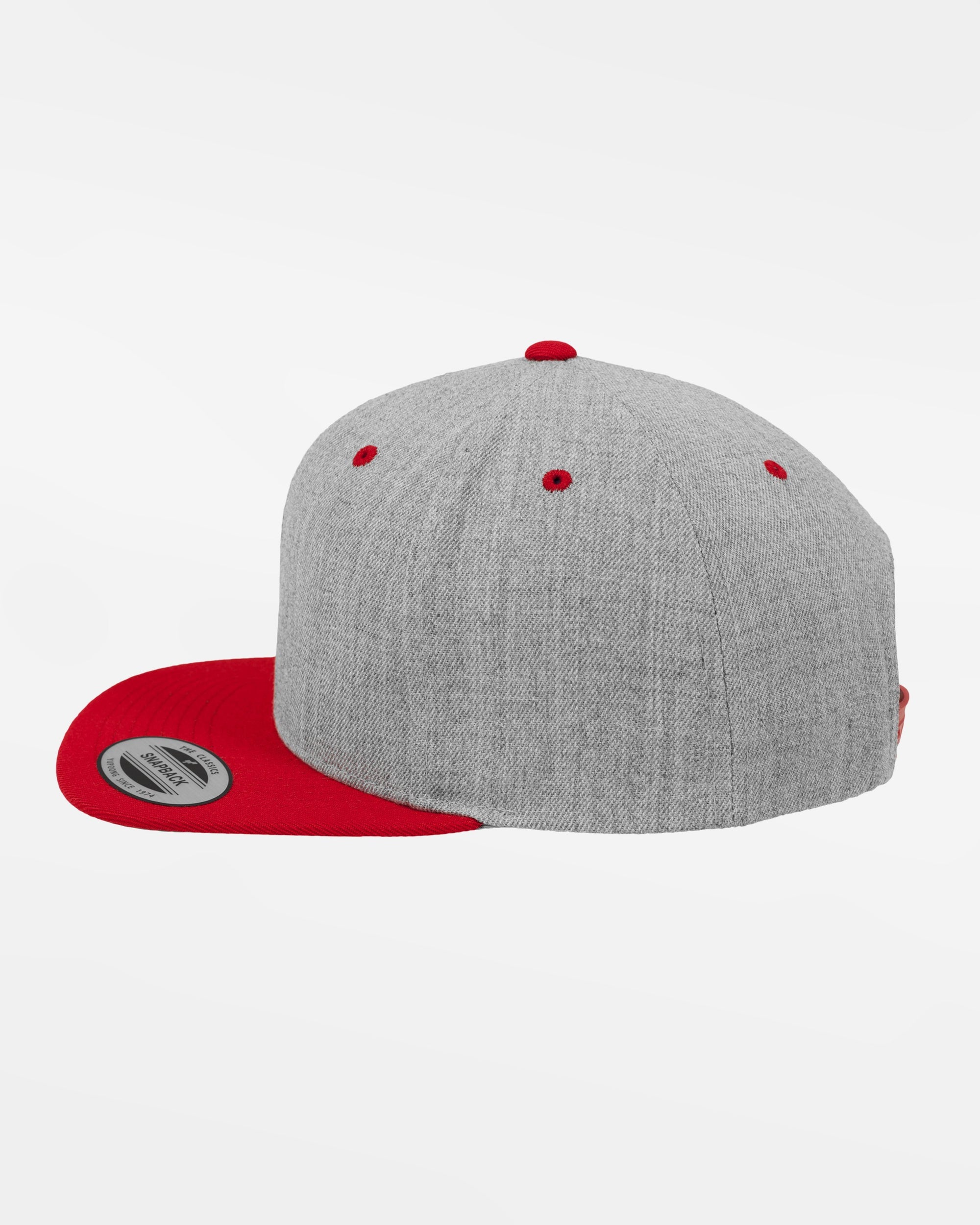 Yupoong Snapback Cap 2-Tone, heather grau-rot-DIAMOND PRIDE