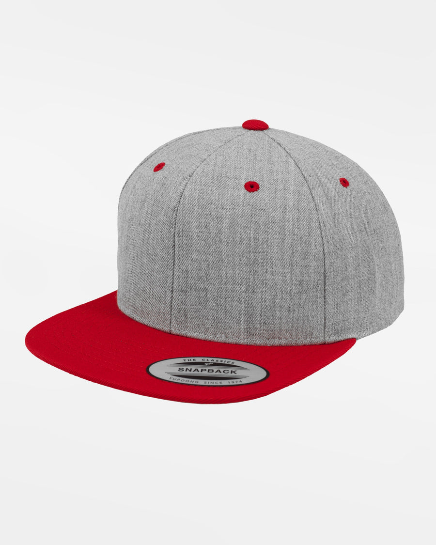 Yupoong Snapback Cap 2-Tone, heather grau-rot-DIAMOND PRIDE