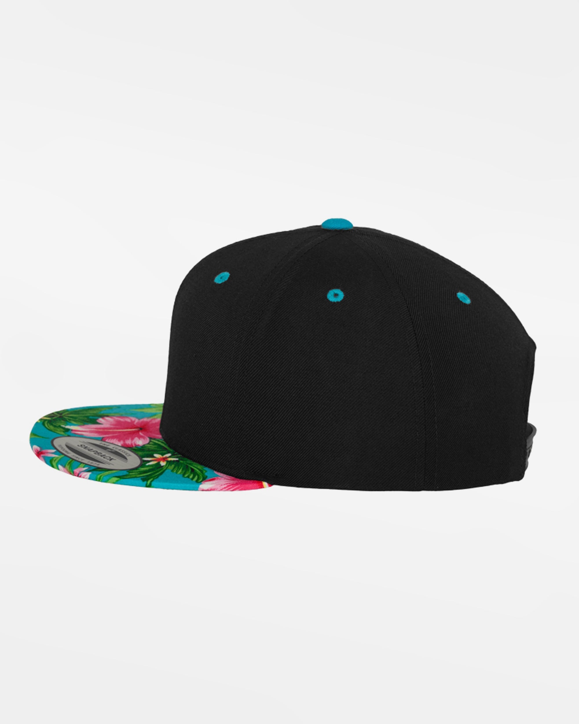 Yupoong Snapback Cap Hawaiian, schwarz - teal blau-DIAMOND PRIDE